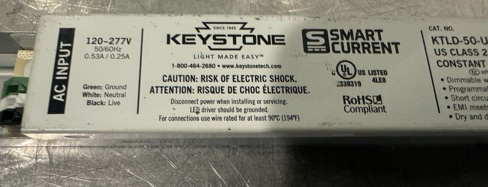 Keystone KTLD-50-UV-SC1400-56-VDIM-U7 LED Driver Dimmable Programmable NEW!