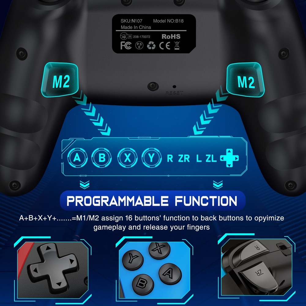 2Packs Wireless Switch Pro Controller for Nintendo Switch 2/OLED,Android/iOS