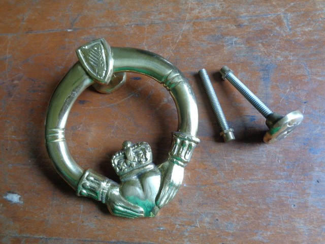Solid Brass Irish Claddagh Celtic Cross Door Knocker