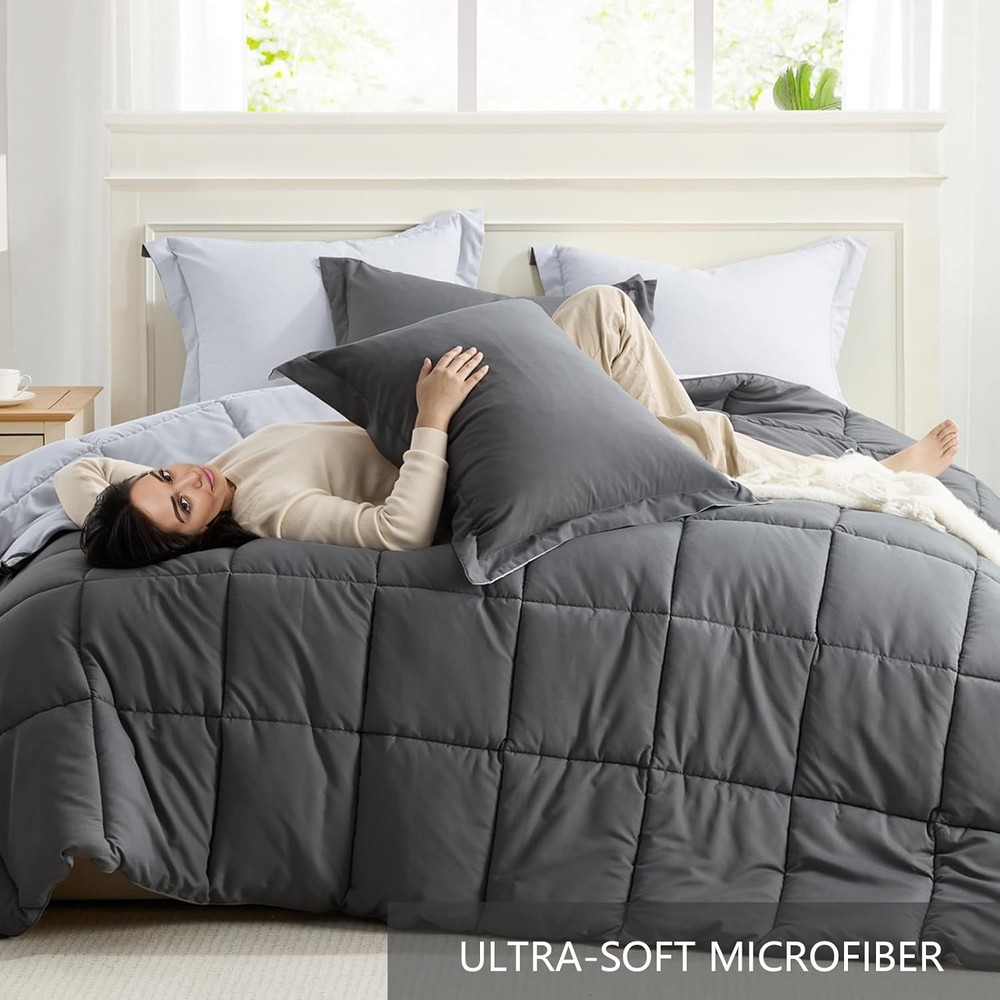 Queen Comforter Set Grey, Comforters Queen Size Set, Soft