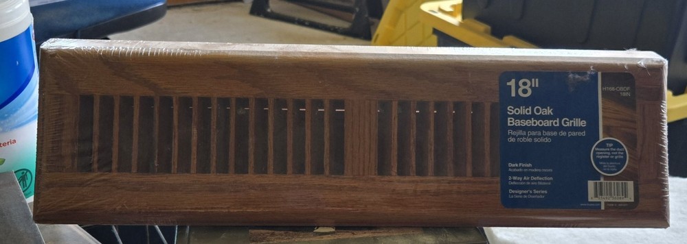 18" Solid Oak Baseboard Register