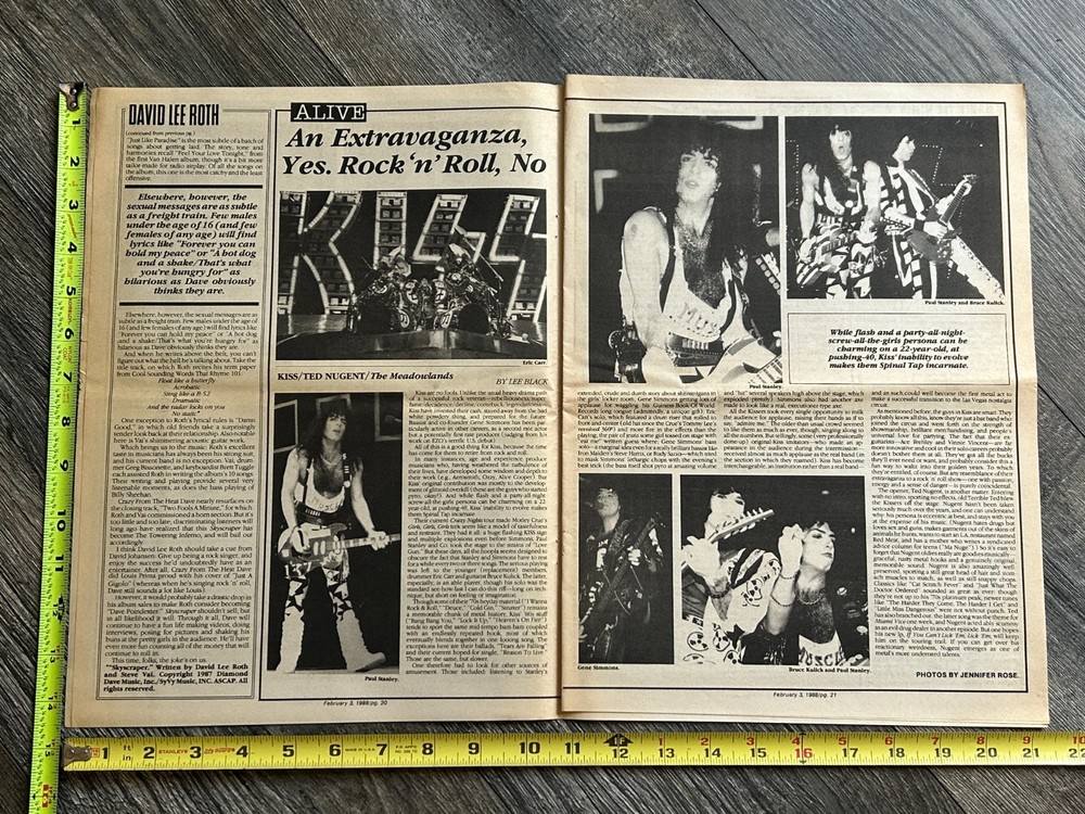 KISS Concert Ad Clipping Review Crazy Nights Meadowlands NJ 1987 Vintage Kiss