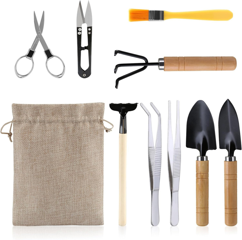 9PCS Basic Bonsai Tools Set, Bonsai Tree Kit Mini Garden Tools Includes Pruning