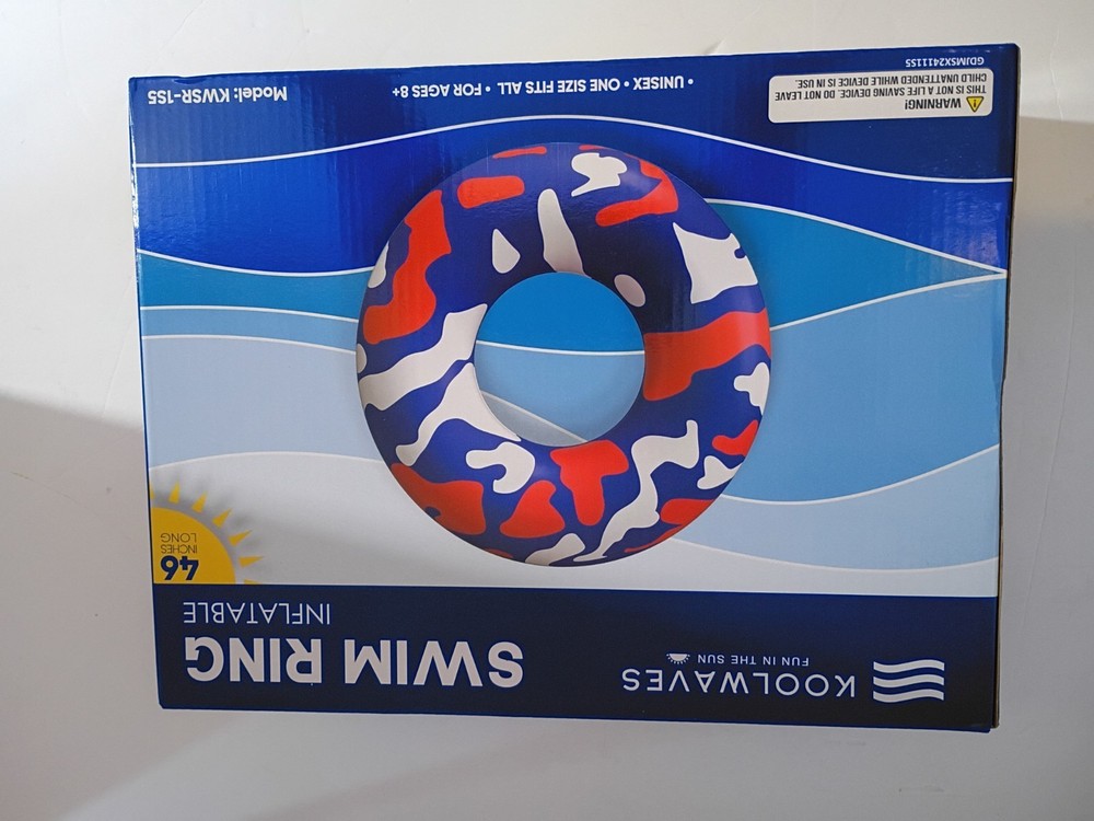 Koolwaves Inflatable Swim Ring Swimming Pool Float Patriotic Pattern 46" Adults+