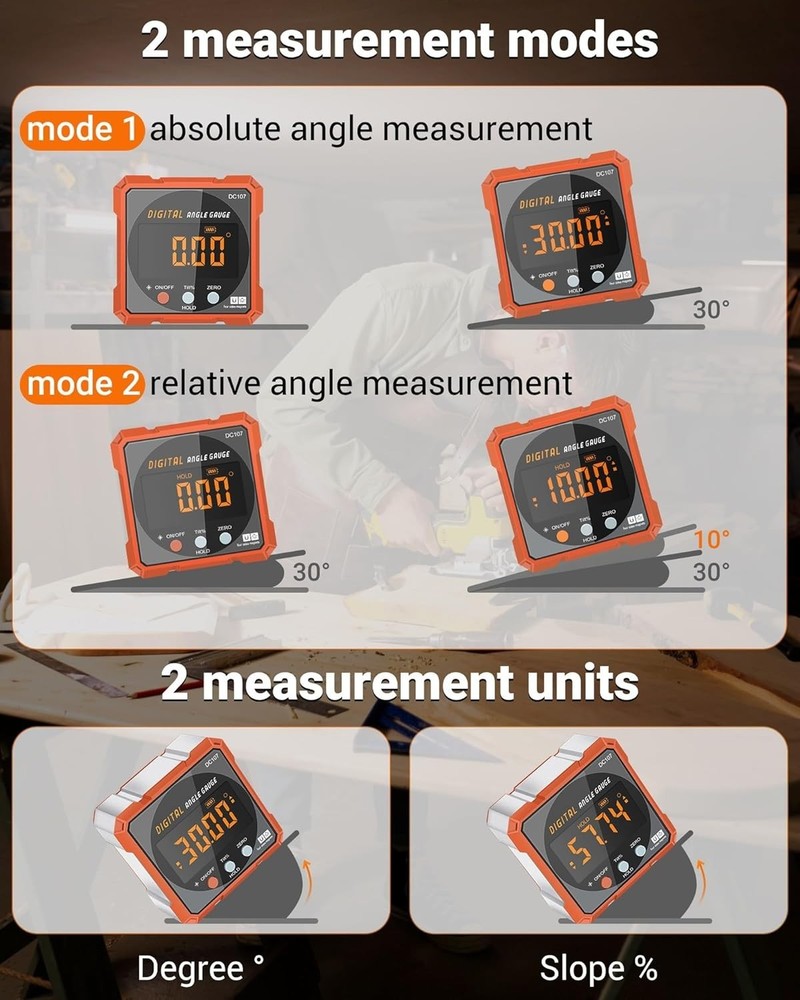 Magnetic Digital Angle Finder Cube with Dual Laser - Compact Leveling Tool