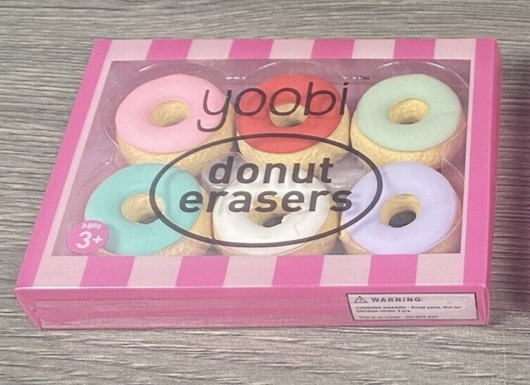 Yoobi Glazed Donut Erasers 2017 6 Pack Make School Fun Collectible