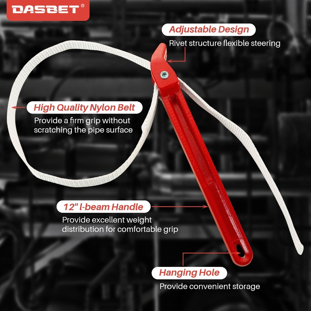12 Inch Strap Wrench Pipe Adjustable Nylon Strap Pipe