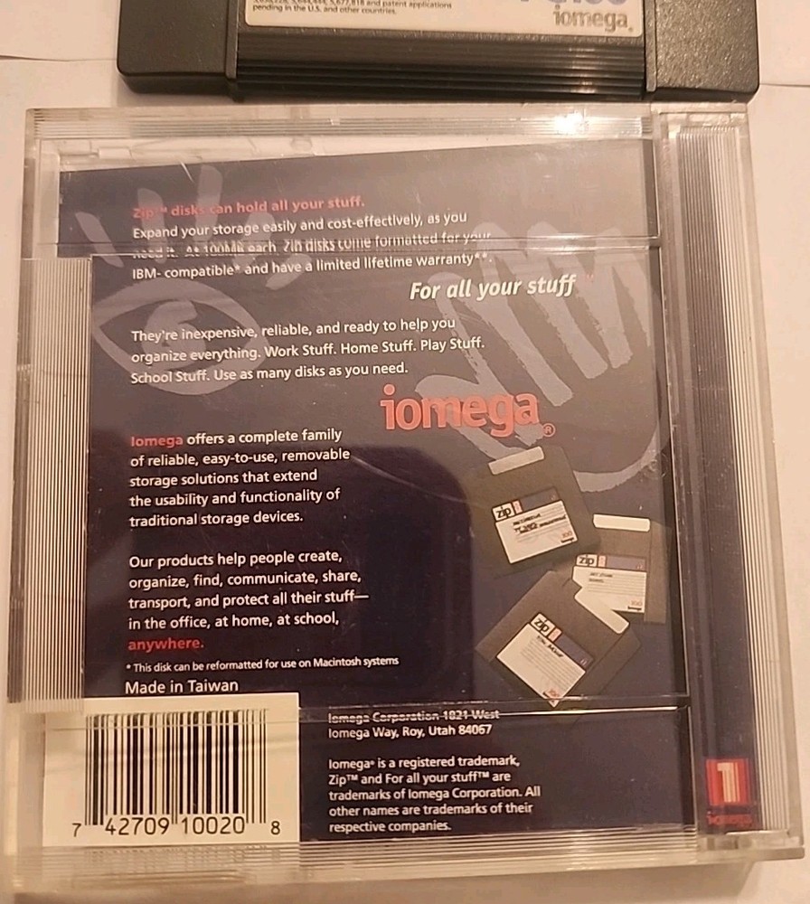 Iomega Zip Disk PC100 IBM Single Diskette 100MB Storage Capacity w Original Case