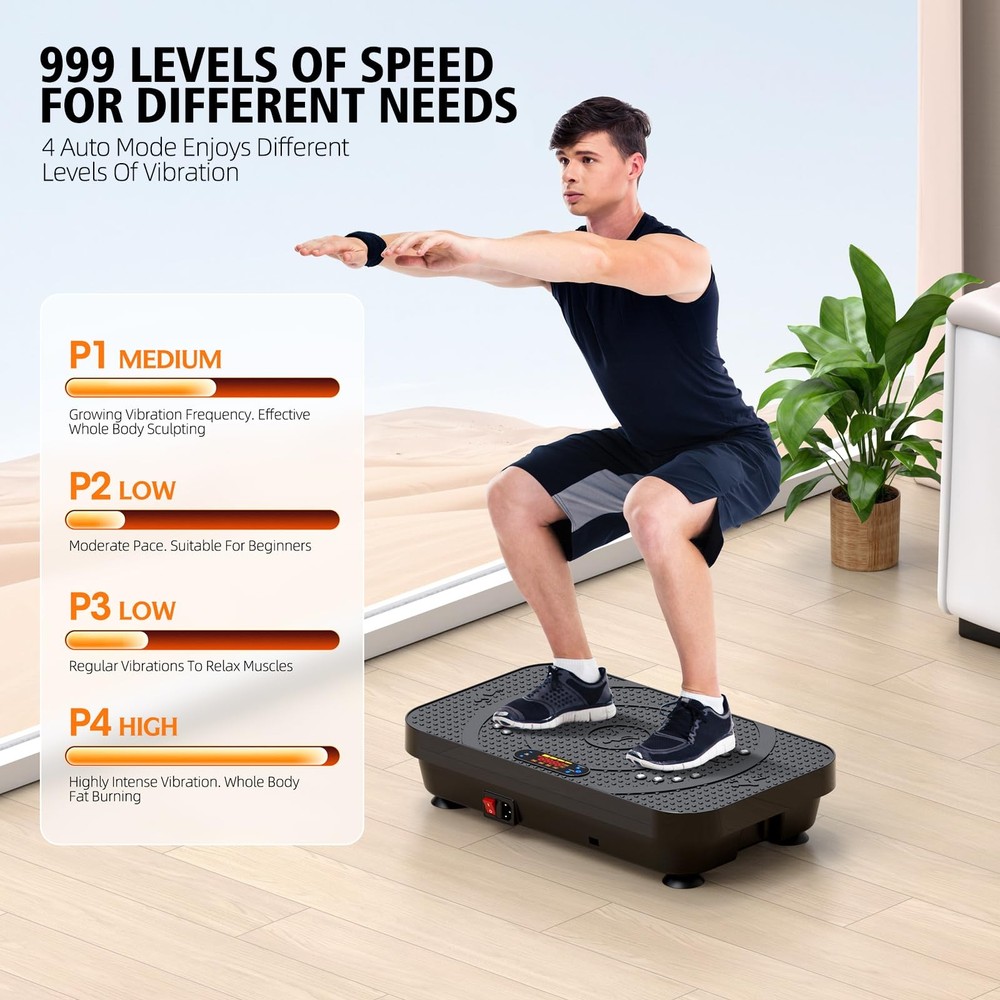 Vibration Fitness Plate Exercise Machine, Professional Automatic Mode Full-Bo...
