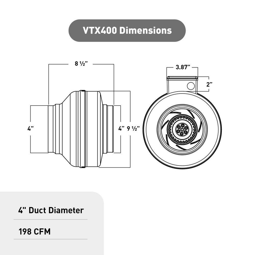4 In. Powerfan Inline Duct Fan