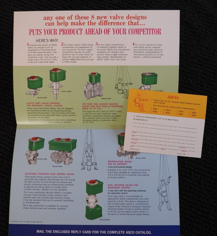 1969 Automatic Switch Co ASCO Red Hat Valves Engineering Catalog Florham Park NJ