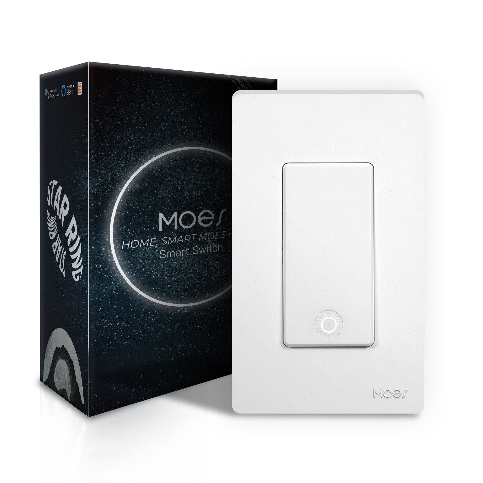 MOES 1/2/3/4Gang WiFi Smart Wall Light Switch 3 Way with Alexa Google APP Remote