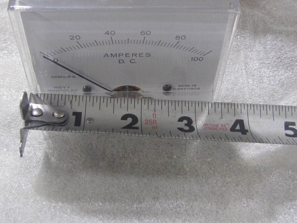 NEW Hoyt 2035 3.5" Rectangular 0-100 DC Amperes Panel Mount Ammeter