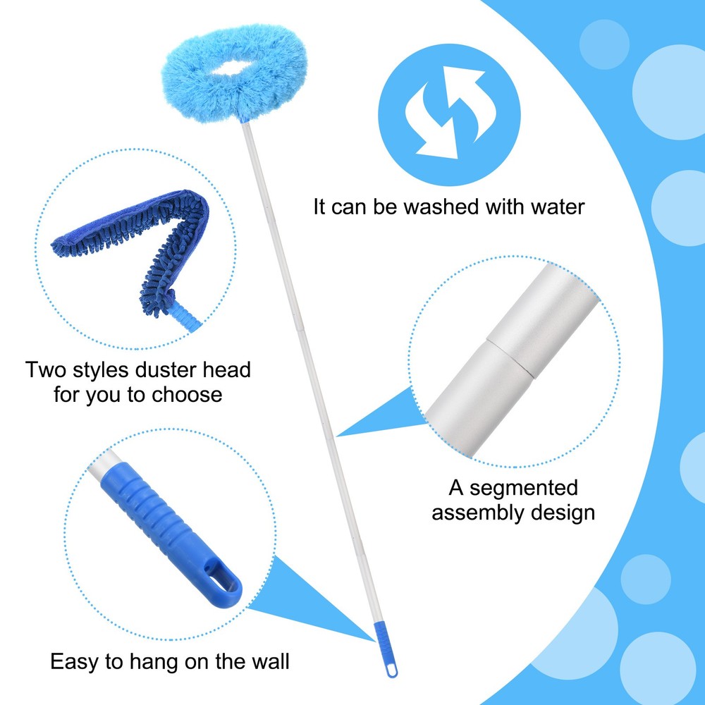 Ceiling Fan Cleaner Duster 12.9" to 59" Microfiber Clean Tool Extendable Blue