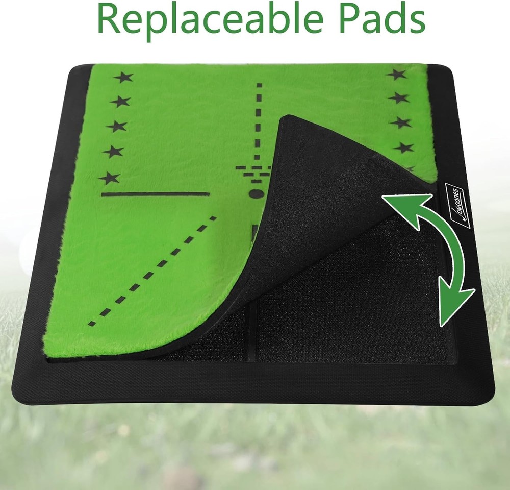 Golf Hitting Mat with Swing Path Feedback – Dual Velvet Replaceable Top, 16x1...
