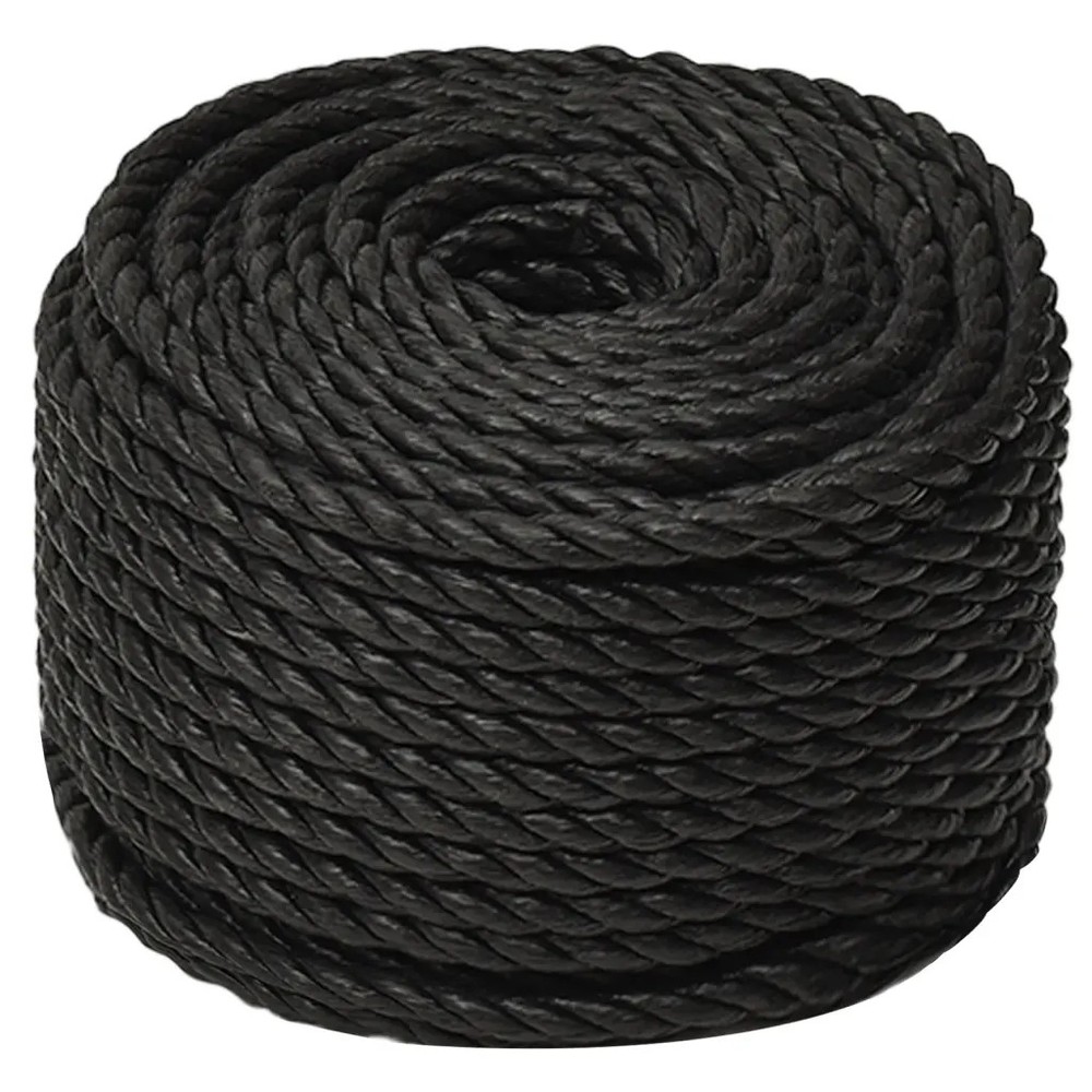 Work Rope Black 16mm x 100m Polypropylene Twisted UV Resistant Floatable Heavy D
