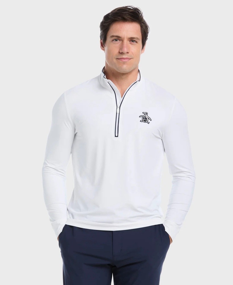NEW $90 ORIGINAL PENGUIN 1/4 Zip Technical Earl Golf Pullover Bright White XXL