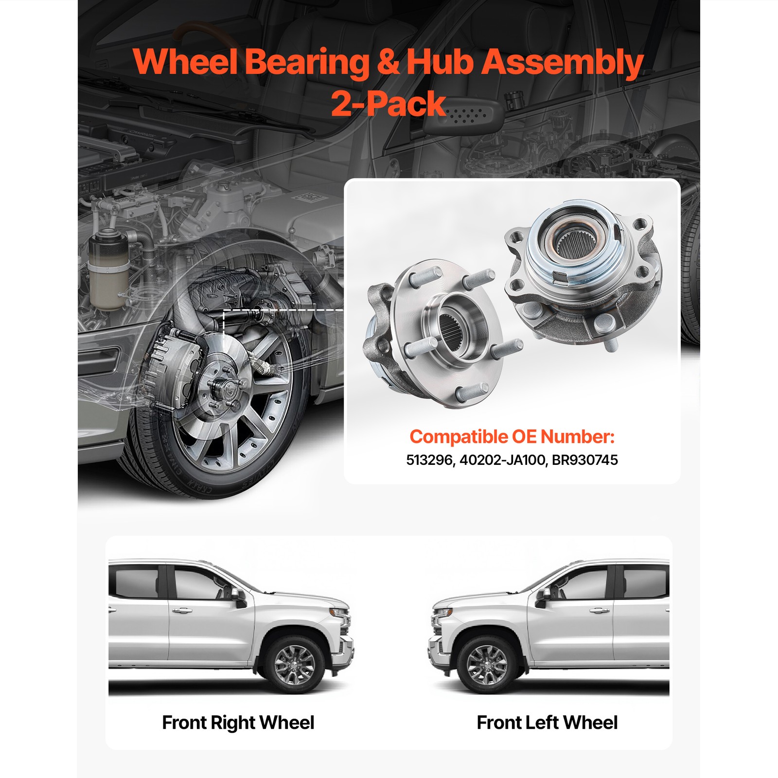 2PCS Front Wheel Bearings Hubs for Nissan Altima Maxima Murano Pathfinder JX35