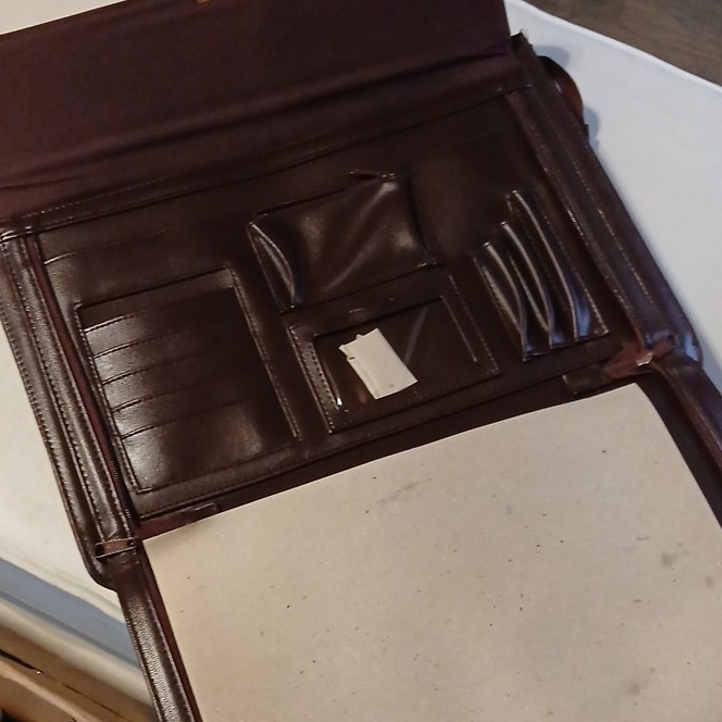 Heritage Brown Briefcase Document Case with Push Lock, Zip, Inner Pockets