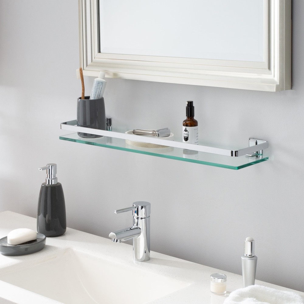 Wall Mounted Glass Shelf for Bathroom Kitchen Storage
