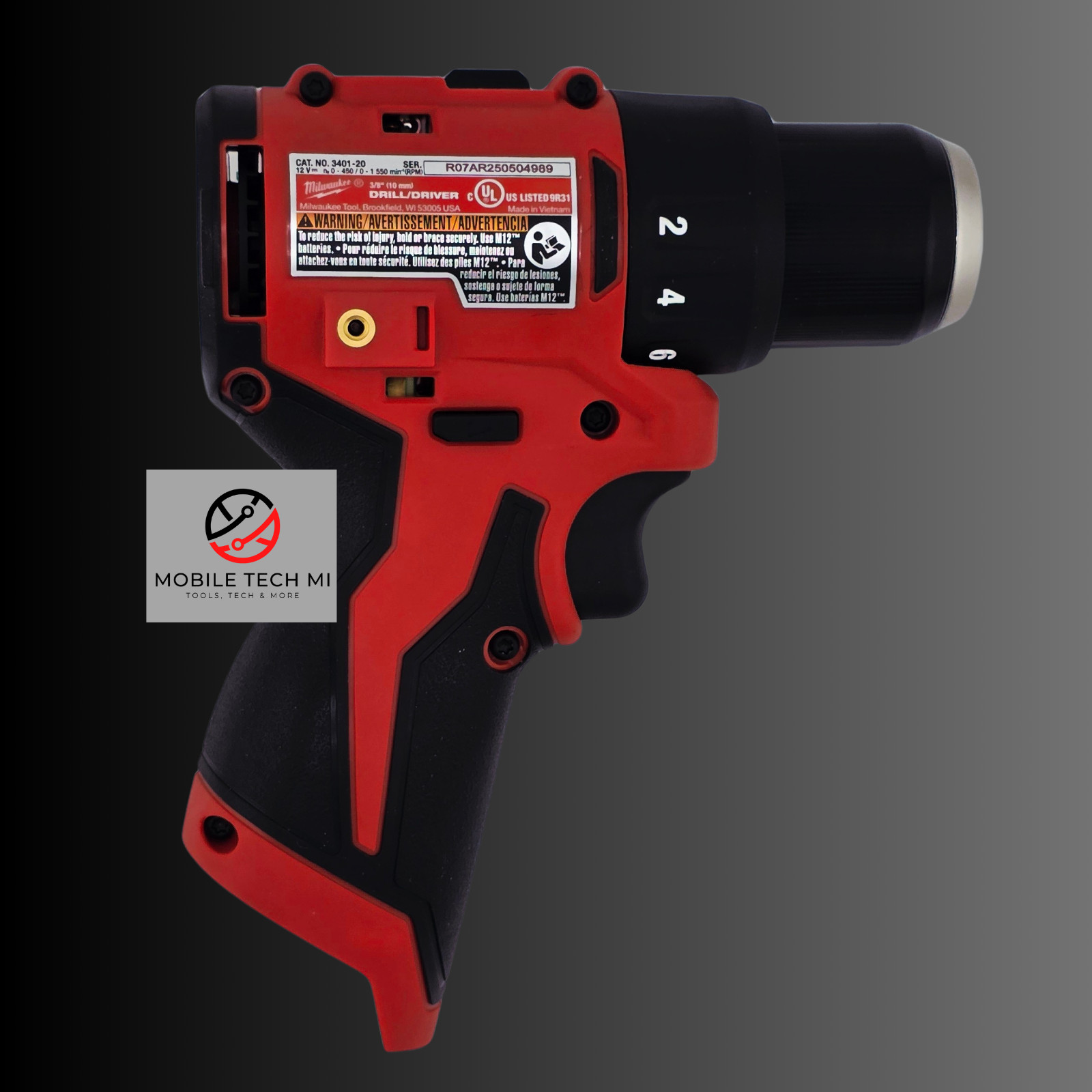 Milwaukee 3401-20 M12 12V 3/8" Subcompact Brushless Drill/Driver - Tool Only