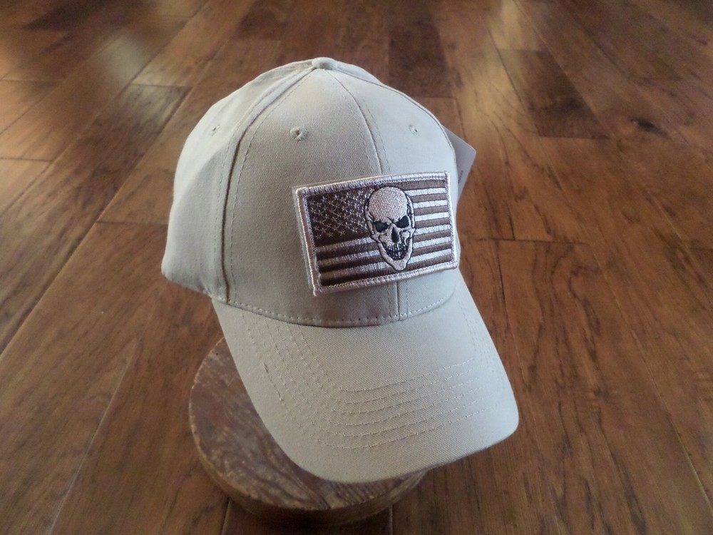 U.S AMERICAN FLAG HAT WITH SKULL EMBROIDERED BALL CAP HOOK & LOOP PATCH