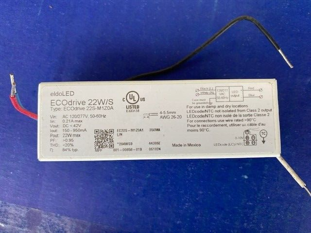 EC22S-M1Z0A1-350MA-LOG eldoLED ECOdrive 22W CC CONSTANT CURRENT LED DRIVER (NEW)