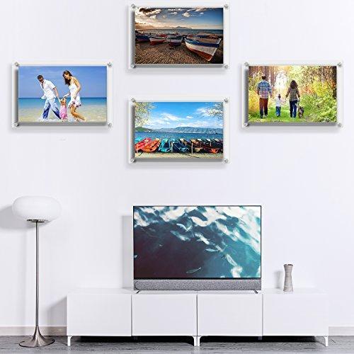 AMEITECH Acrylic Floating Picture Frame, 11x14 Double Panel Clear Wall Mount