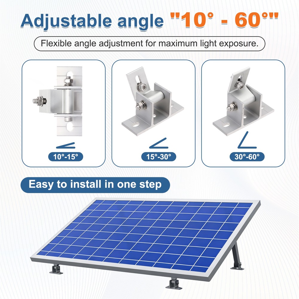 8 Pack Adjustable Solar Panel Tilt Mount Bracket, Adjustable Mounting Kit, White