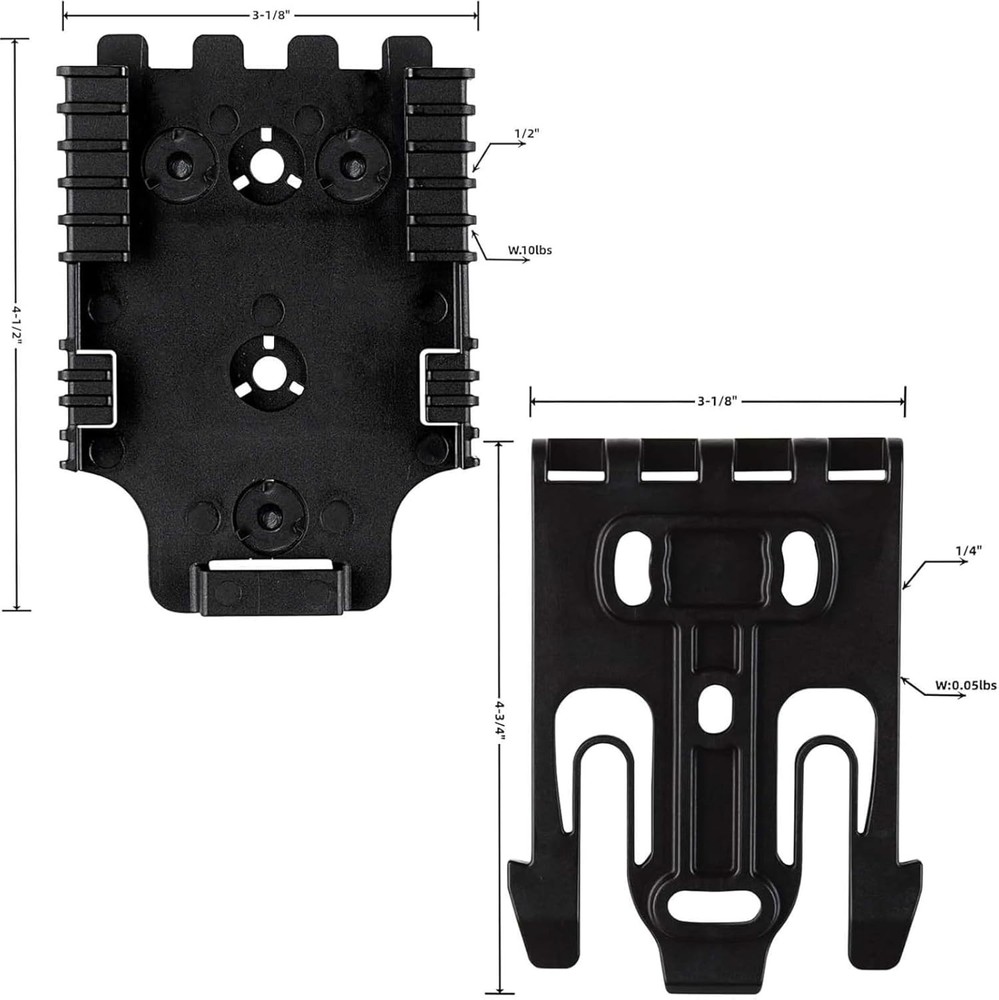 Drop Leg Holster Adapter 2" Mid Ride Belt Loop with Qls Quick Locking System,
