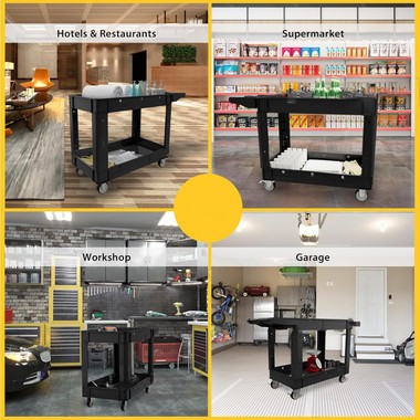 Heavy-Duty Service Shop Tool Cart, 2-Shelf, 500 lb Capacity, Rolling 30 in.