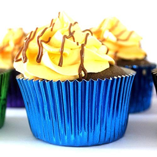 Eoonfirst Foil Cupcake Liners Standard Baking Cups 100 Pcs (Navy Blue)