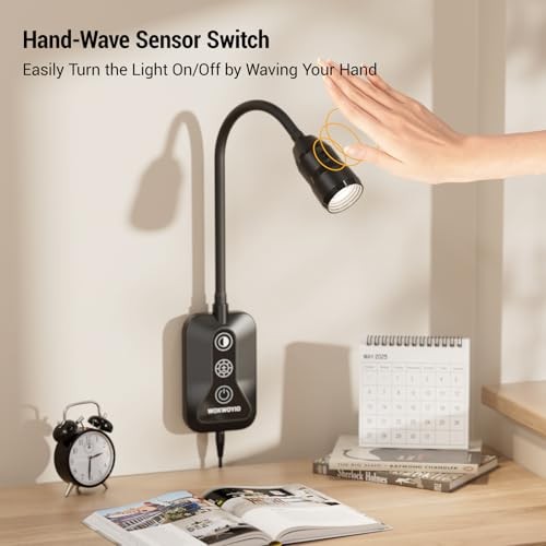 Wall Mounted Reading Light for Bed, Headboard Light with 360° 1 Pack-Black
