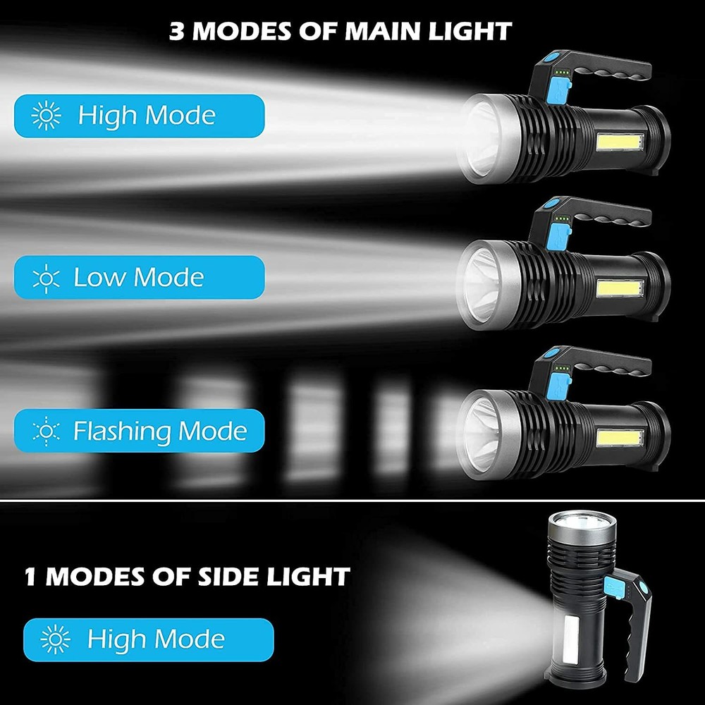 Rechargeable LED Torch with 4 Modes - Waterproof, Compact & Bright Light Source
