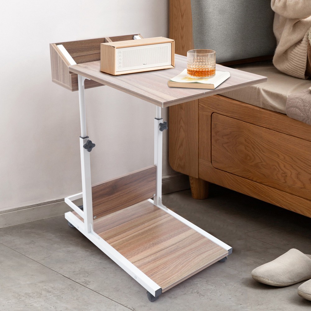 Adjustable Height Laptop Desk Rolling Bedside Table Computer Over Bed Standing !
