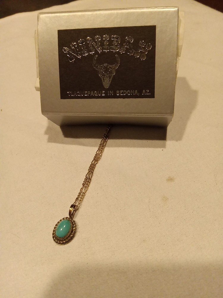 native american sterling turquoise pendant