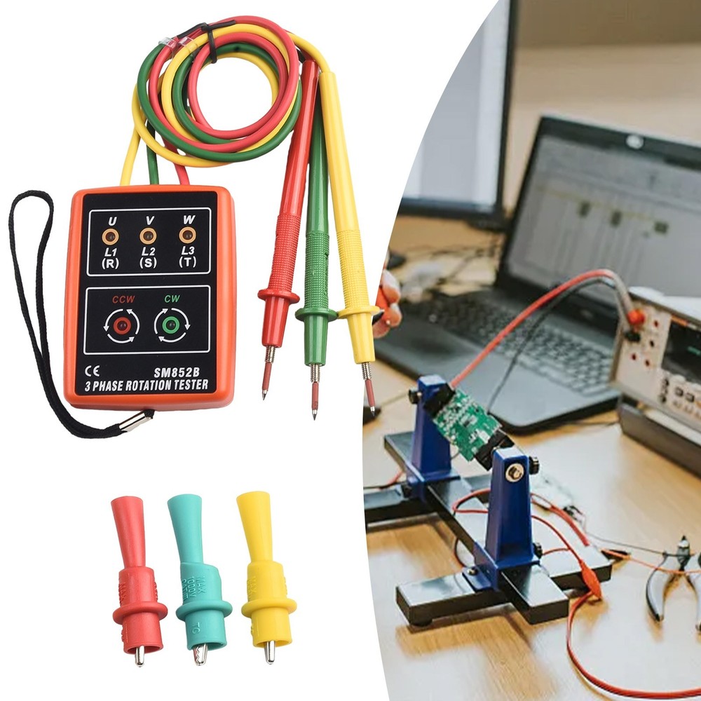 New SM852B 3 Phase Sequ Ence Rotation Tester LED Indicator Detector Meter