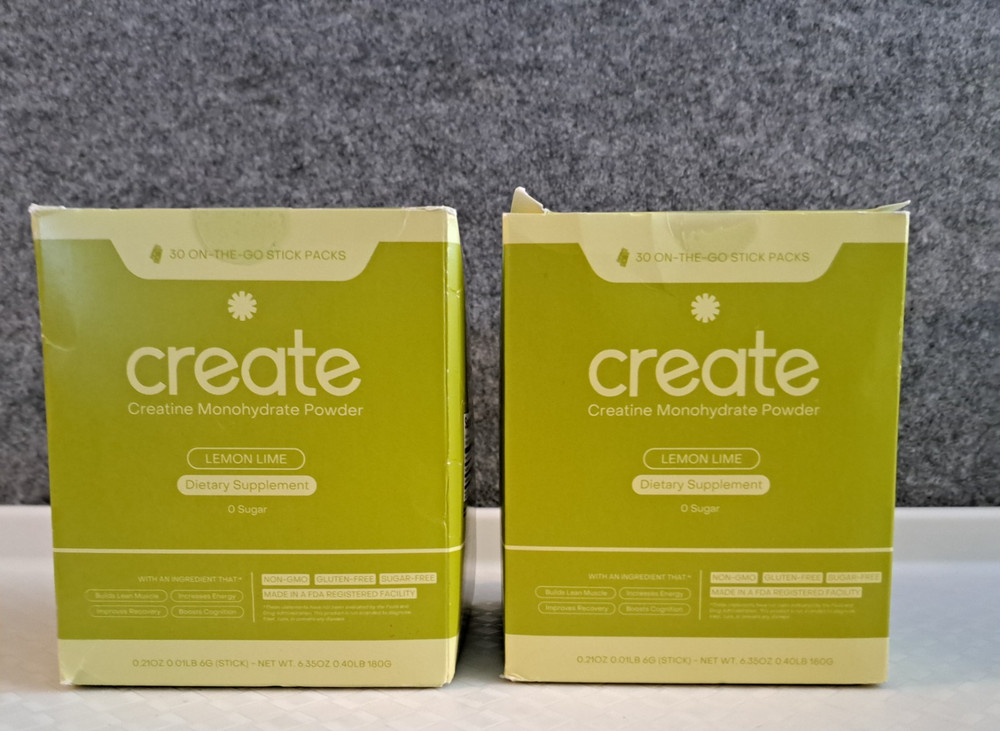 Create Creatine Monohydrate 5g Lemon Lime Single Serve 60-Packets EXP2027
