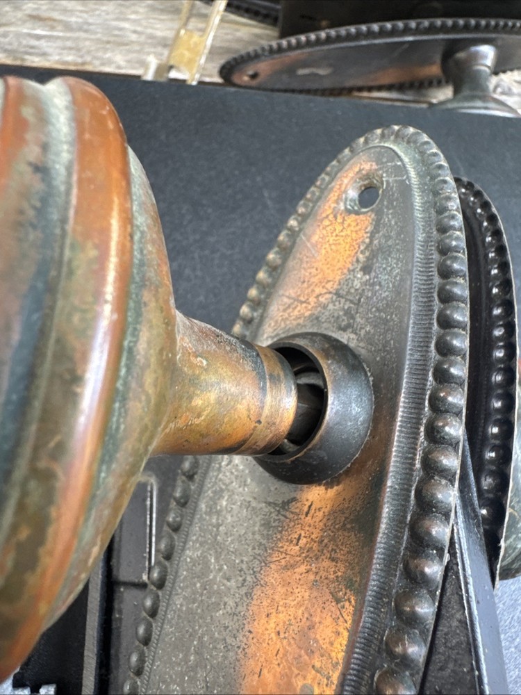 Sargent Bronze Beaded Edge Passage Set Oval Knobs & Plates Original Key