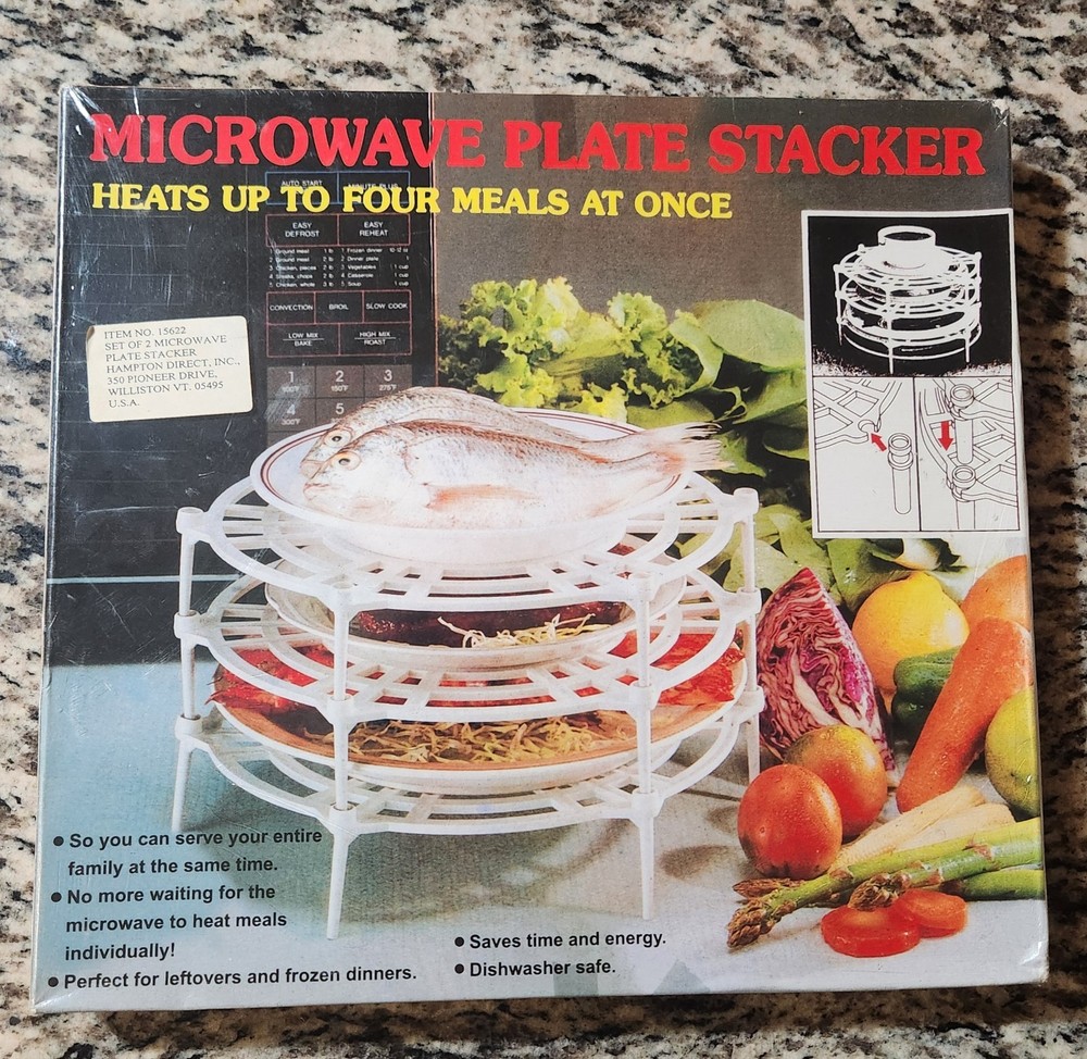 Vintage Microwave Plate Stacker- 2 Pack Sealed