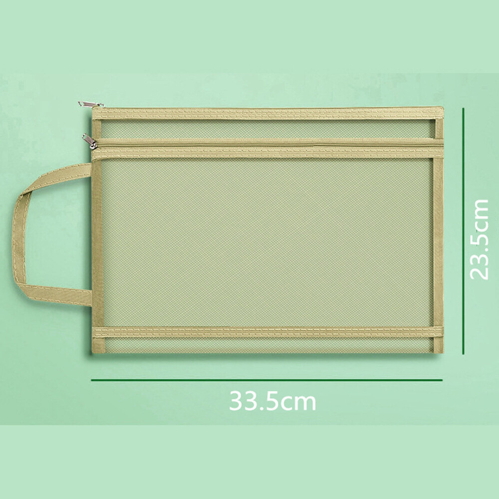 Mesh Zipper Pouch Document Bag A4 Size Zip File Folders Plastic Envelope Folders