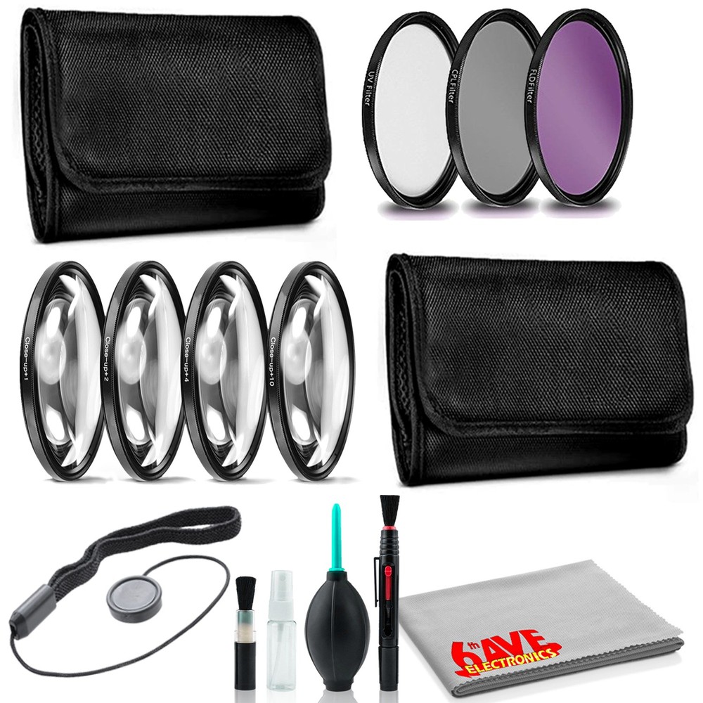 58mm Filter Kit Bundle with Close Up Lens Set, Cleaning Kit, and More
