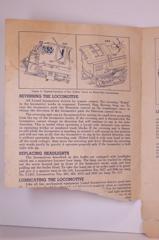 Lionel Remote Control No. 022 Switches Instructions