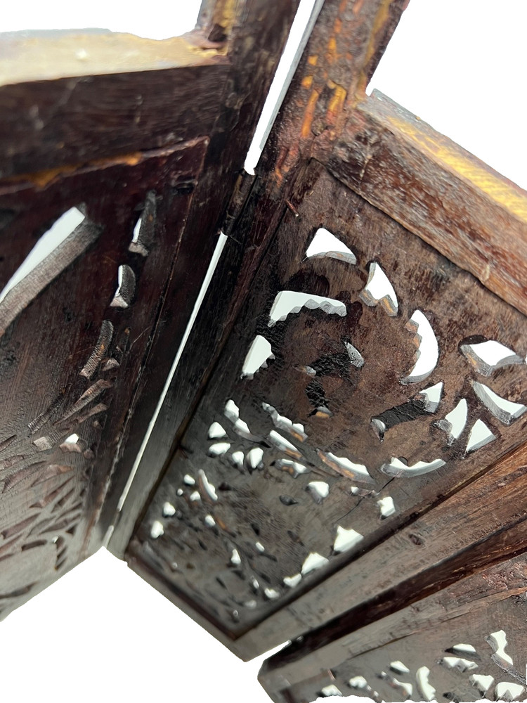 Antique Hand Carved Sheesham Octagon Folding Table