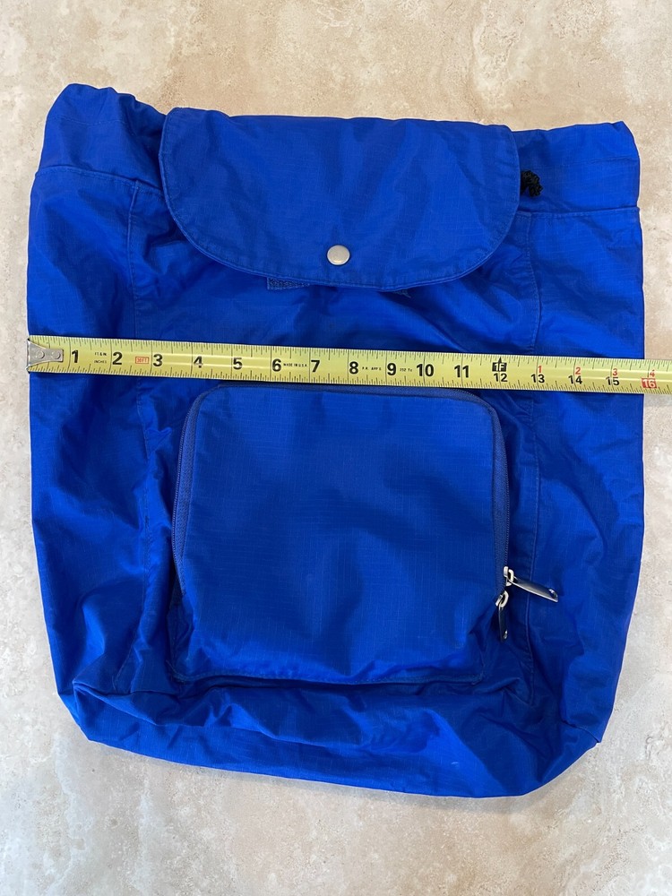 Blue Foldable Convertible Backpack/Pouch in One