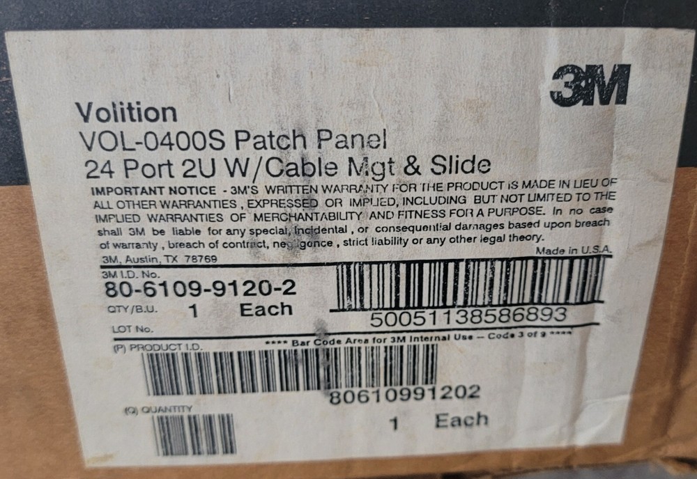 Volition VOL-0400S Patch Panel 24 Port 2U with Cable Management + Slide Kit Dent