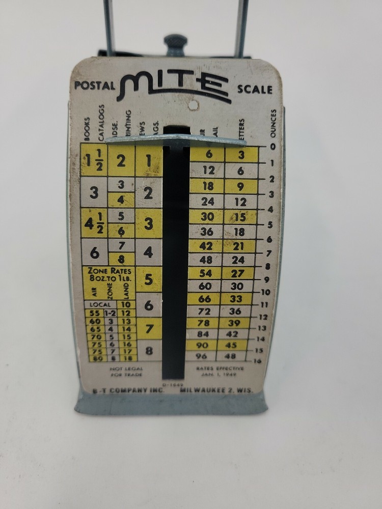 Antique 1949 -Mite- Spring Loaded Postal Scale