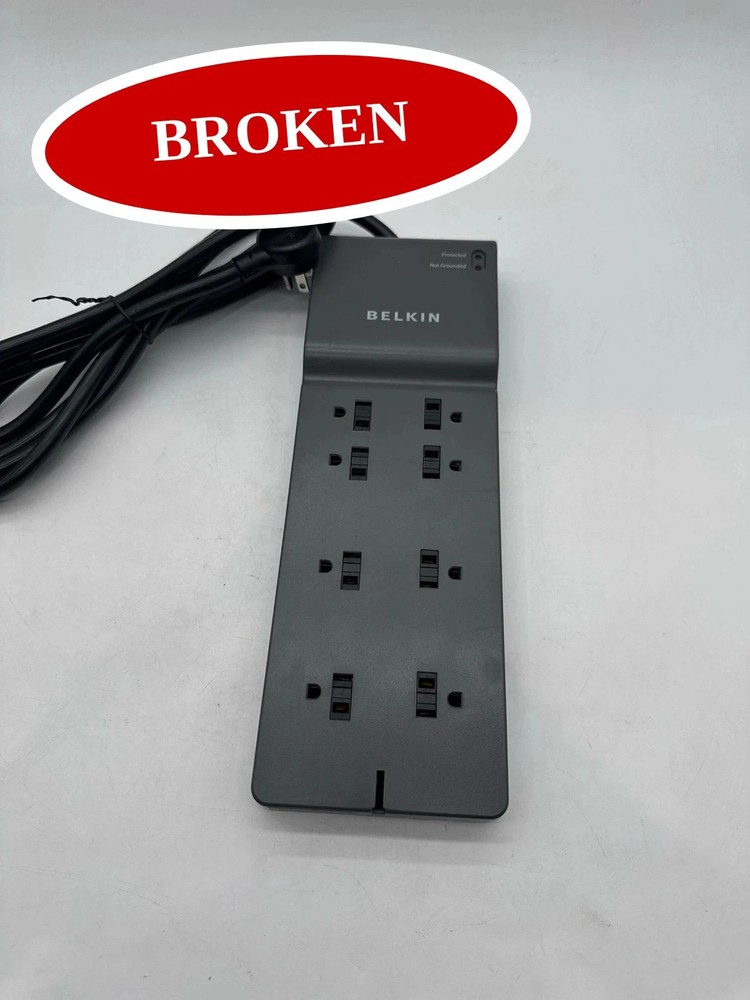 (BROKEN) Belkin Surge Protector Extension Cord 8-Outlet 8ft Flat Plug 2500