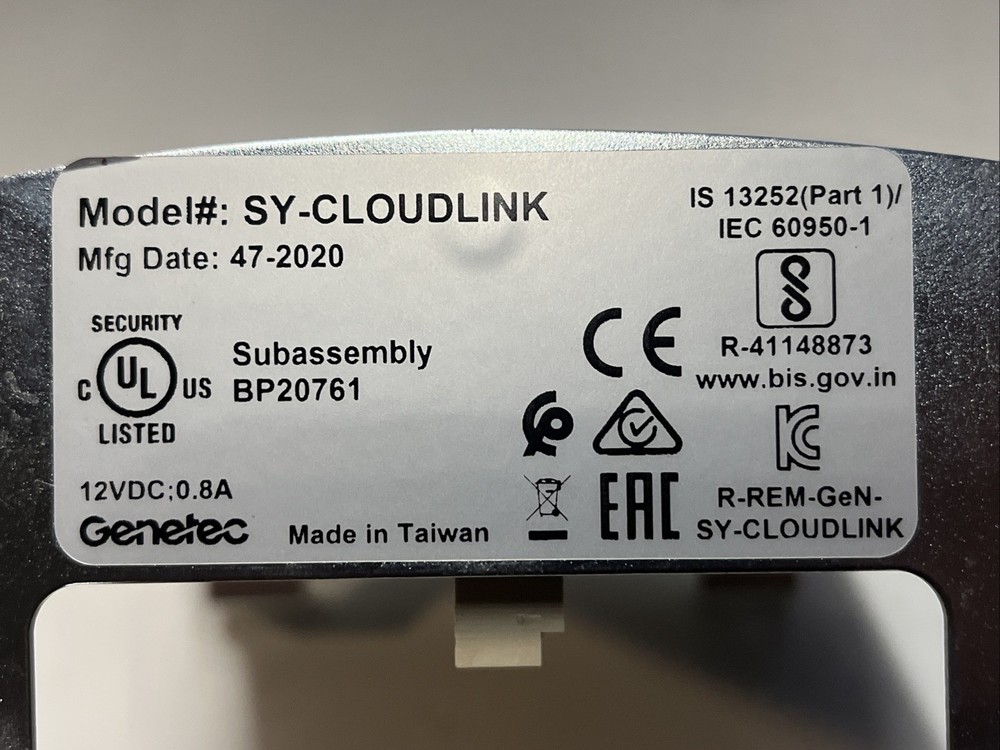 GENETEC Synergis Cloud Link POE GW Appliance Sy-Cloudlink Used, Pulled Working
