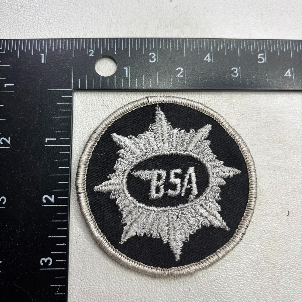 Vintage BSA Motorcycle Biker Patch (Silver & Black) 061K